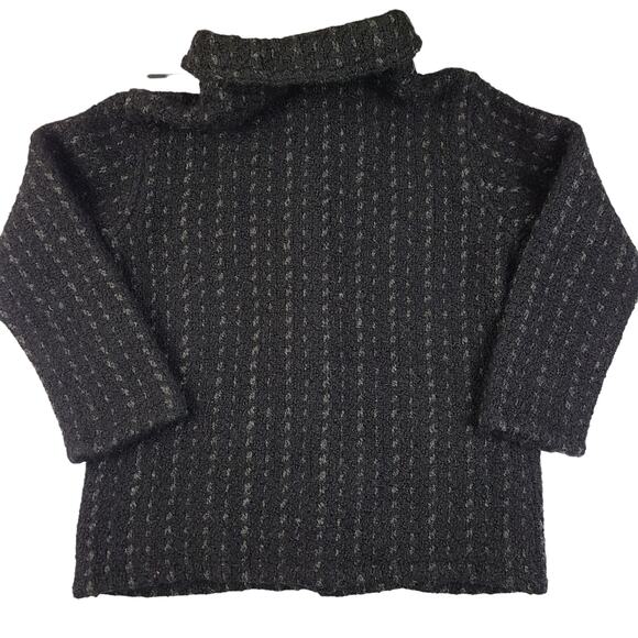 Branigan Weavers Cardigan Jacket Large Button Front Black Gray Wool - Picture 2 of 6